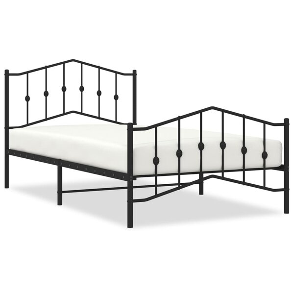 vidaXL Cadre de lit métal avec tête de lit/pied de lit noir 107x203 cm
