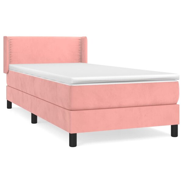 vidaXL Sommier à lattes de lit avec matelas Rose 90x200 cm Velours