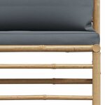 vidaXL Canapé de milieu de jardin avec coussins gris foncé Bambou