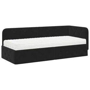 vidaXL Cadre de lit d'angle Noir 80 x 200 cm Velours