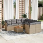 vidaXL Salon de jardin avec coussins 9 Pièces beige résine tressée