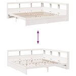 vidaXL Lit bibliothèque sans matelas blanc 180x200 cm bois pin massif