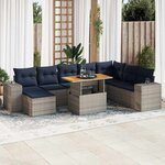 vidaXL Salon de jardin 9 Pièces avec coussins gris résine tressée