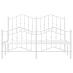 vidaXL Cadre de lit métal sans matelas et pied de lit blanc 135x190 cm