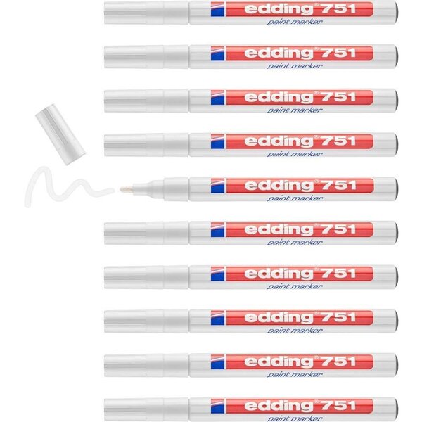 Marqueur Peinture 751 Blanc Pointe Ronde 1-2 mm x 10 EDDING