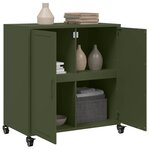 vidaXL Buffet vert olive 68x39x72 cm acier