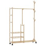 vidaXL Porte-vêtements et étagères et roulettes 100x38x175 5cm bambou