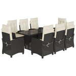 vidaXL Ensemble à manger de jardin 9Pièces coussins noir résine tressée