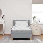 vidaXL Lit à Ressorts avec Matelas Crème 90x200 cm Tissu Gris clair