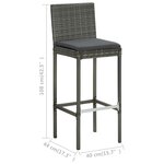vidaXL Ensemble de bar d'extérieur 5 Pièces coussins Résine tressée Gris