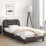 vidaXL Cadre de lit avec lumières LED gris 90x200 cm similicuir