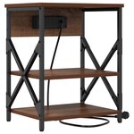vidaXL Table de nuit avec station de chargement 2 Pièces Chêne marron
