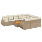 vidaXL Salon de jardin 11 Pièces avec coussins beige résine tressée