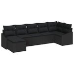 vidaXL Ensemble de canapé de jardin 7 Pièces Noir Poly rotin