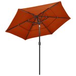 vidaXL Parasol à 3 niveaux avec mât en aluminium Terre cuite 2 5 m