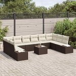 vidaXL Ensemble de canapé de jardin 11 Pièces Marron polyrotin