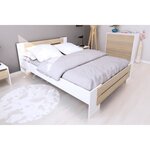 MAO Chambre adulte complete - Contemporain - Blanc mat et décor chene sonoma - l 140 x L 190 cm