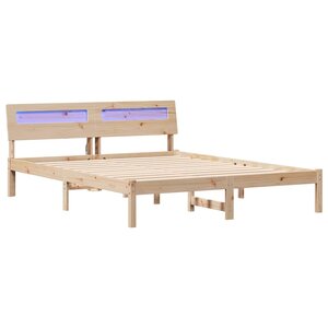 vidaXL Cadre de lit avec tête de lit Marron 160 x 200 cm Pin massif