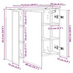 vidaXL Armoire Miroir de Salle de Bain Chêne noir 73 5 x 16 x 62 5 cm