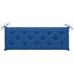 vidaXL Banc de jardin avec coussin bleu 150 cm Bois de teck massif