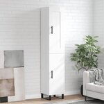 vidaXL Buffet haut Blanc brillant 34 5x34x180 cm Bois d'ingénierie