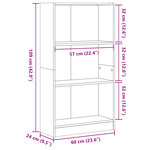 vidaXL Bibliothèque gris béton 60x24x109 cm bois d'ingénierie