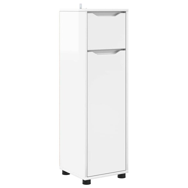 vidaXL Cabinet de salle de bain Blanc brillant 30 5 x 30 x 101 cm
