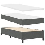 vidaXL Lit à sommier avec matelas et LED gris foncé 90x190 cm Tissu