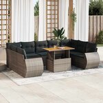 vidaXL Salon de jardin avec coussins 10 Pièces gris résine tressée