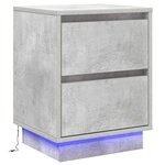 vidaXL Table de chevet avec lumières LED Béton gris 39x34 5x50 cm
