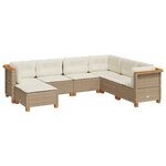 vidaXL Salon de jardin avec coussins 7 Pièces beige résine tressée