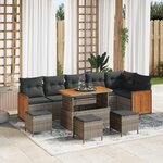 vidaXL Ensemble de canapé de jardin avec coussin 10 Pièces Gris