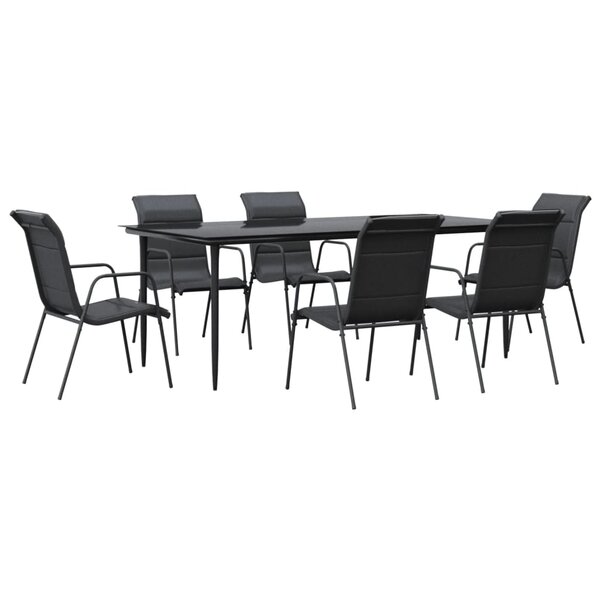 vidaXL Ensemble à manger de jardin 7 Pièces noir textilène et acier