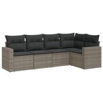 vidaXL Salon de jardin 5 Pièces avec coussins gris résine tressée