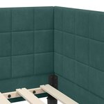 vidaXL Cadre de lit d'angle Vert foncé 90 cm x 190 cm tissu
