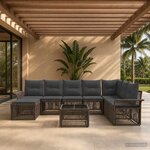 vidaXL Ensemble de canapé de jardin 9 pc Gris polyrotin