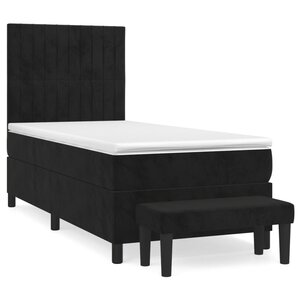 vidaXL Sommier à lattes de lit avec matelas Noir 90x200 cm Velours