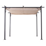 Pergola rétractable 3L x 3l x 2 30H m structure métal époxy anticorrosion noire + toile polyester haute densité 180 g/m² incluse beige