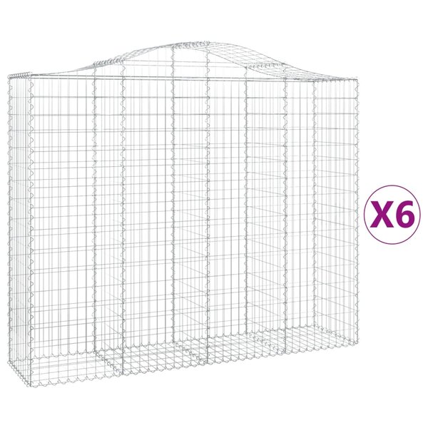 vidaXL Paniers à gabions arqués 6 Pièces 200x50x160/180 cm Fer galvanisé