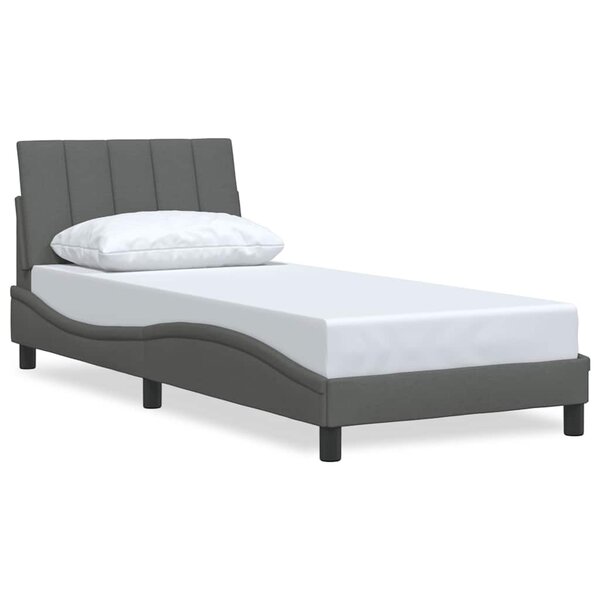vidaXL Cadre de lit sans matelas gris foncé 90x200 cm tissu