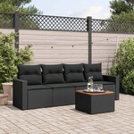 vidaXL Salon de jardin 5 Pièces avec coussins noir résine tressée