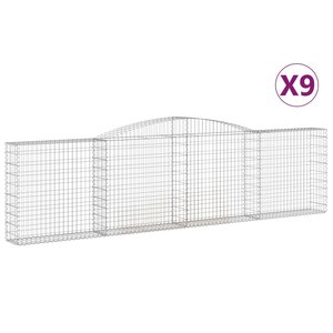 vidaXL Paniers à gabions arqués 9 Pièces 400x30x100/120 cm Fer galvanisé