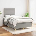 vidaXL Sommier à lattes de lit et matelas gris clair 120x190 cm tissu
