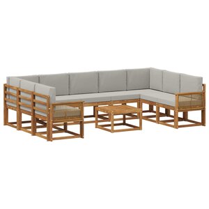 vidaXL Ensemble de canapés d'extérieur 10 Pièces Naturel et gris clair