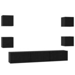 vidaXL Ensemble meuble TV 7 Pièces Chêne noir Moyen 180 x 30 x 30 cm