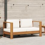 vidaXL Canapé de jardin avec coussin 140 cm Acacia solide Blanc crème