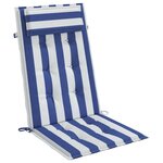 vidaXL Coussins de chaise à dossier haut lot de 4 rayures bleu/blanc