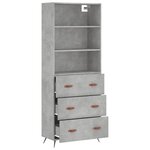 vidaXL Buffet haut Gris béton 69 5x34x180 cm Bois d'ingénierie