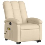 vidaXL Fauteuil inclinable de massage Crème Tissu