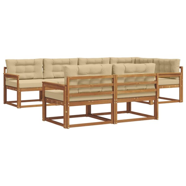 vidaXL Ensemble de canapés d'extérieur 8 pc Naturel et Beige